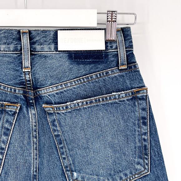 RE/DONE High Rise Loose Jeans Women’s Size 24 Vintage Indigo Destroy Distressed - Picture 10 of 11